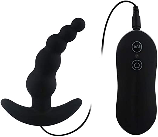 10-Speed Black Silicone Vibrating Anal Beads