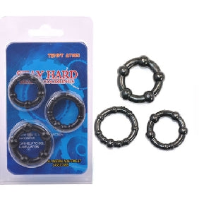 Black Stay Hard Cock Ring 3pk