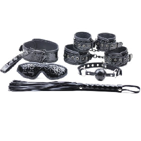 Black 6pc S & M Embossed Kit