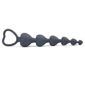 Black Silicone Heart Shape Anal Beads