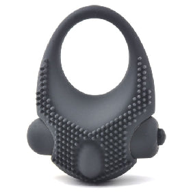 Black Color Silicone Vibrating Cock Ring with Clitoral Stimulator