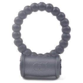 Beaded Black Color Silicone Vibrating Cock Ring