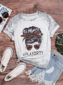 Grey Tie Dye Play Dirty Tee Medium