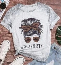 Grey Tie Dye Play Dirty Tee Small