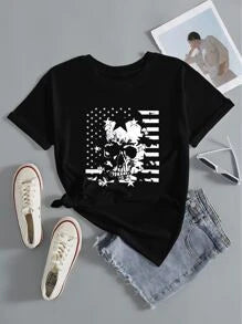 American Flag Skull Tee Small