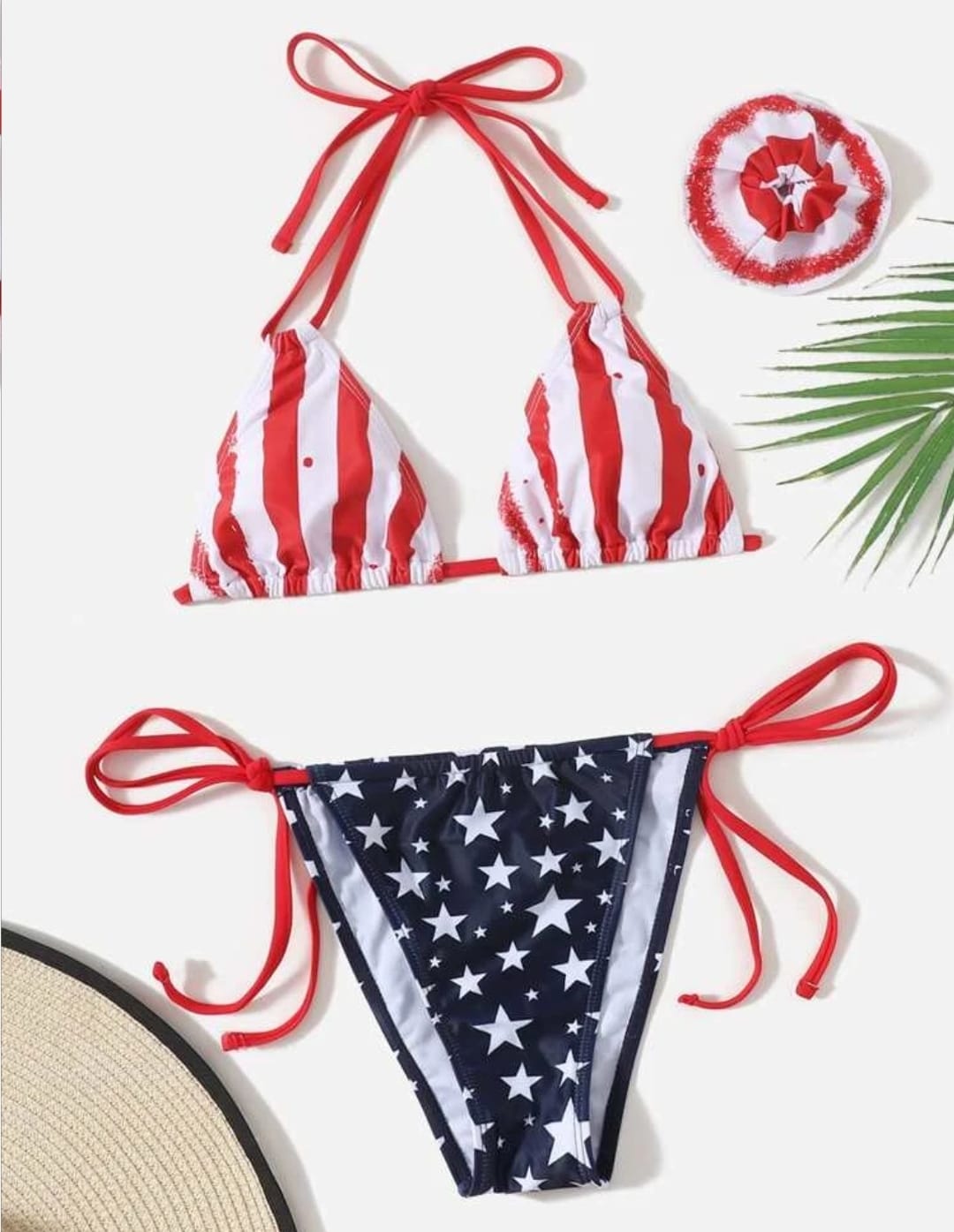 American Flag Swimsuit with Scrunchie Small