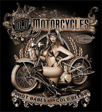 Old Motorcycle Hot Babe Tee X-Large