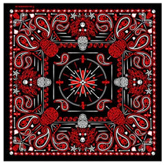 Deluxe Red Paisley Retro Skulls Bandana