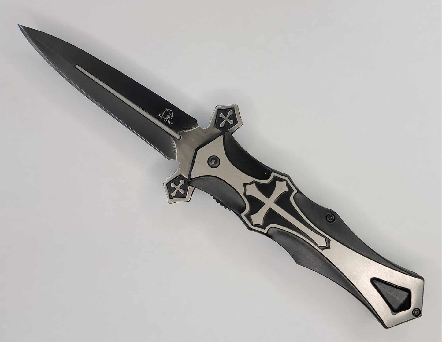 Vampire Slayer Cross Folding Blk N Silver 5"