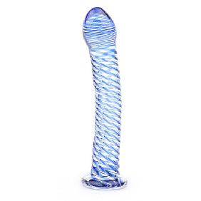 Blue and Clear Glass Dildo P07