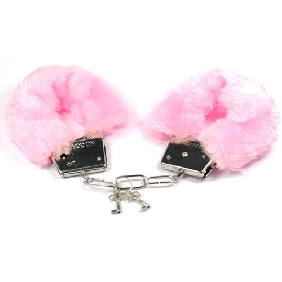 Fuzzy Handcuffs with Key Pink